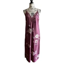 INC International Concepts Intimates Floral Slip Dress Night Gown Midi Maxi Med