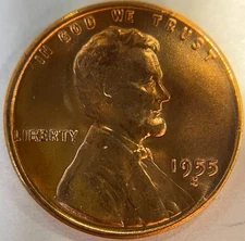 Mint Error Lincoln Wheat Cent 1955-S Die Break  BIE Variety Choice Red #4