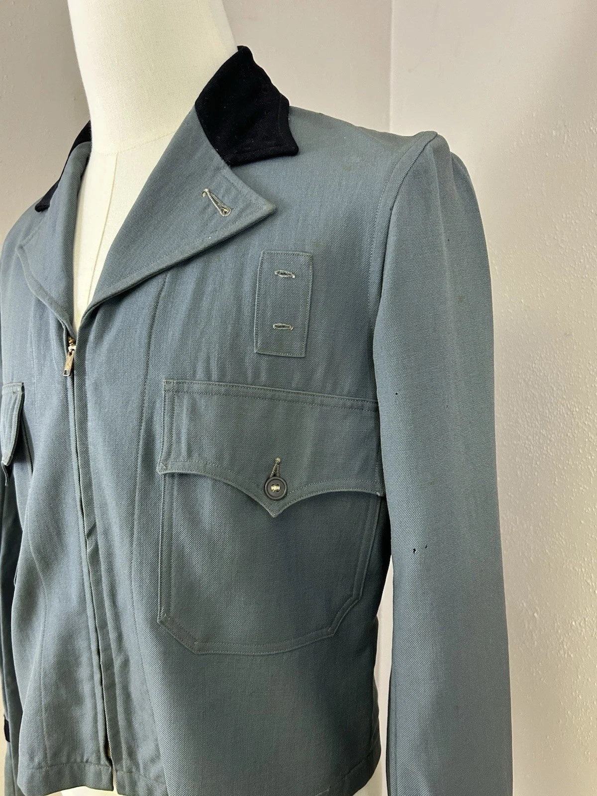 Vintage 50s Mens Taxi Bus Driver Uniform Jacket Workwear Zip Front Maier-Lavaty - product detail image 2