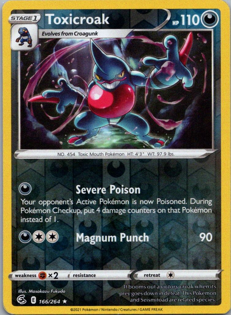 Pokemon TCG Toxicroak 166/264 Fusion Strike Rev Holo LP