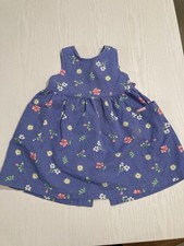 Vintage Oshkosh B'gosh Kids Corduroy Jumper Dress Purple Size 5 Floral Print
