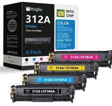 Paquete de 4 cartuchos de tóner 312A (BK/C/Y/M) de repuesto para tóner HP 312A y 312A...