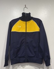 TYR Youth Size Large Track Jacket Navy Blue Gold Breakout Warm Up Unisex Swim