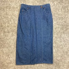 Vintage Bushwacker USA Denim Maxi Full Wrap Skirt Blue Denim Size 14