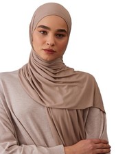 Modest Ribbed Jersey Hijab  For Muslim Women Head Scarf Wrap Hijabs Warm Sand