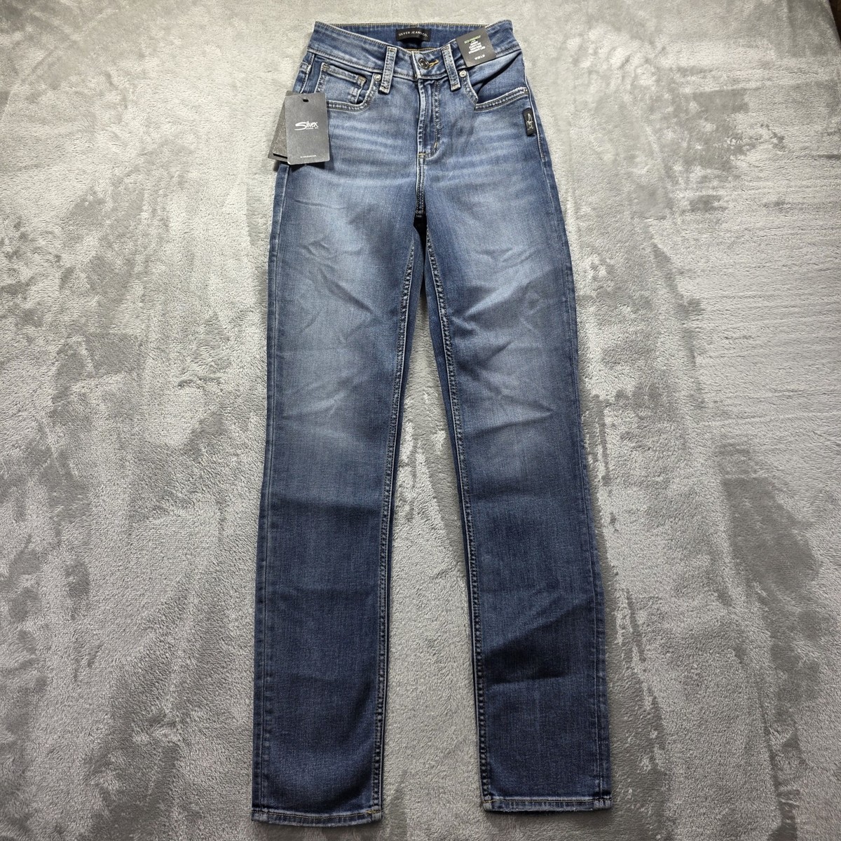 Silver Jeans Avery Straight Jeans Womens 25 Blue High Rise Curvy Fit  Stretch Eco