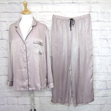 Victoria's Secret Fiona Pink Metallic Shimmer Satin Pajama Set Size L