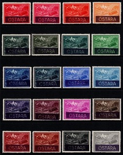 "WIPA" Vienna 1933 20 Poster Stamps Auto Bus Issue overprinted "OSTARA"