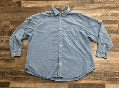 Tommy Bahama Coastline Cord Mens 2XLB Blue Button Down Shirt Cotton
