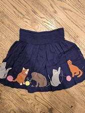 Mini Boden Applique Cat Kitten Skirt Navy Blue 11 12 9 10 Preppy Kitty