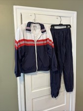 Vtg 80s LAVON Women Track Suit Pants  Windbreaker Sz M Navy Blue Elastic Waist