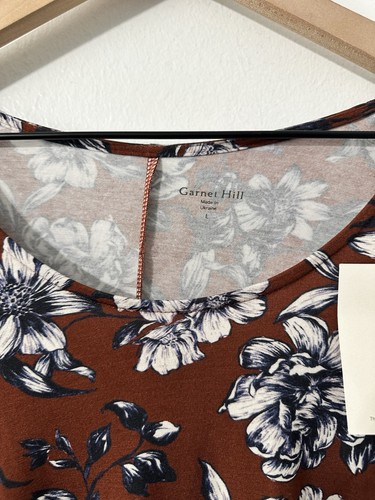 Garnet Hill Women’s Floral Long Sleeve Dress Fall Brown NWT - Picture 3 of 6