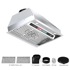 Insert Range Hood ‎Stainless Stee 900 CFM Built-in Kitchen Vent Convertible 30in