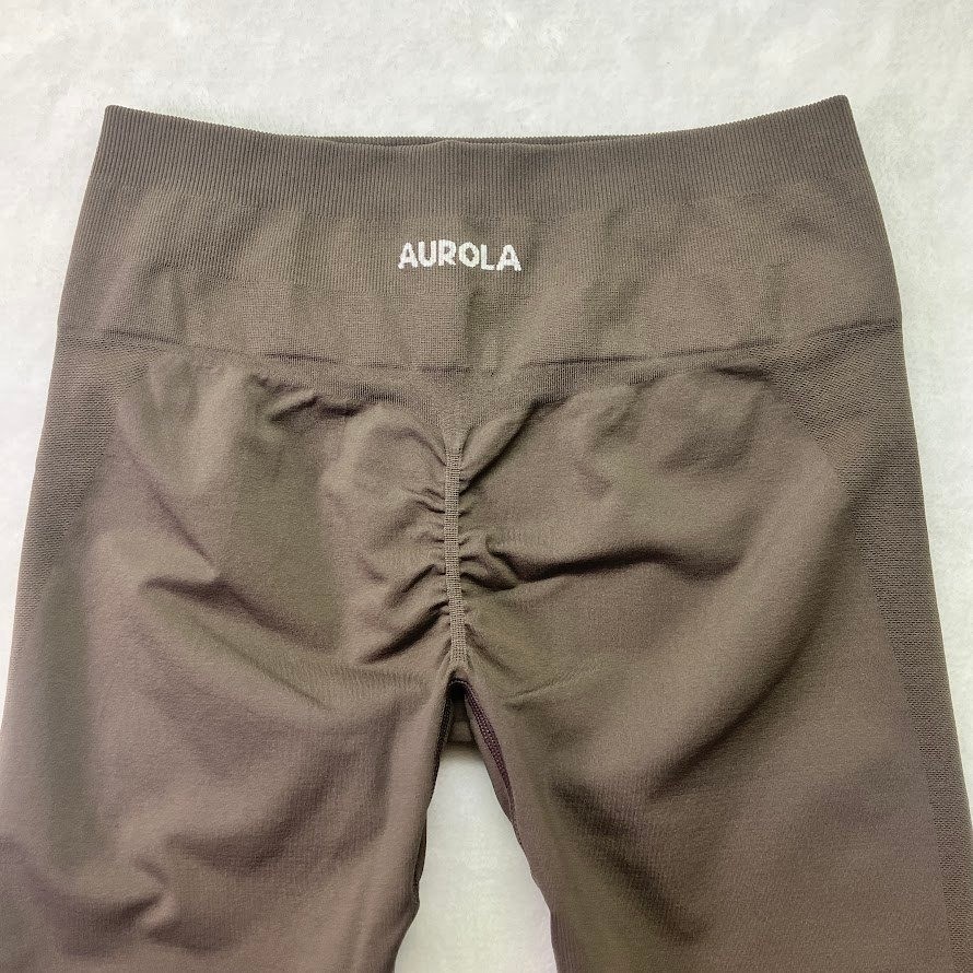 Leggings de compresión Aurola sin costuras cintura alta contorno elevación talla S marrón