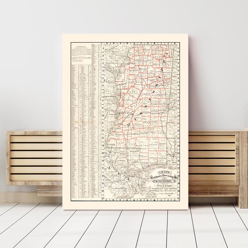Old Map of Mississippi 1882 - Vintage Mississippi Art - Picture 3 of 29