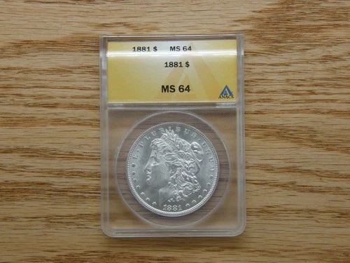 1881-Philadelphia-ANACS MS64 graded-$1 Morgan Dollar-Free shipping-#95