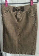 Vintage Womens Ralph Lauren Denim Skirt  Size 2  Brown Leather Buckle Y2K