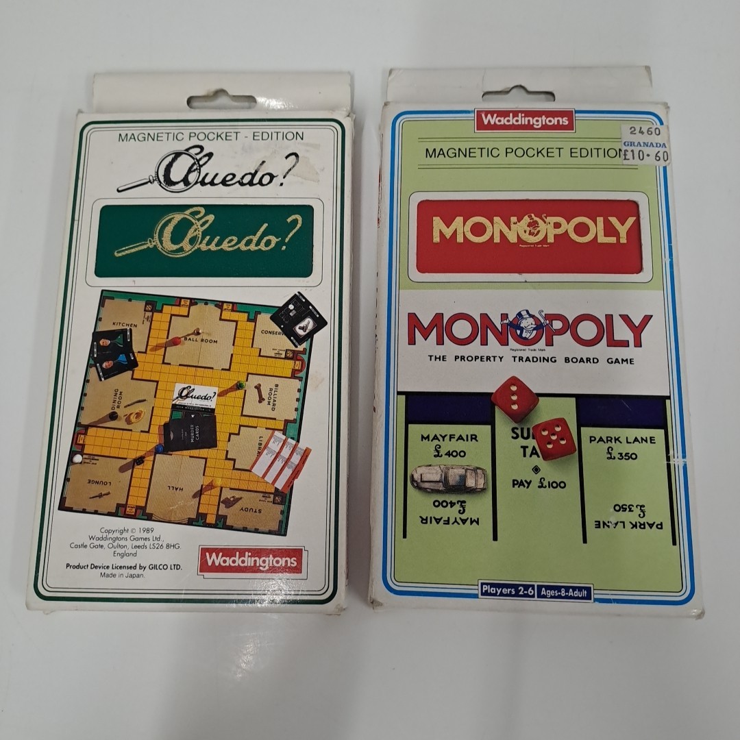 Waddingtons Vintage Monopoly & Cluedo Magnetic Pocket Edition Game Bundle Travel