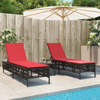 Sonnenliegen 2Er Set Mit Tisch Poly Rattan Braun FüR Garten Terrasse Balkon