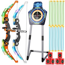 2 Pack Kids Bow and Arrow Set, LED Light Up Archery Set with 20 Suction Cup A...
