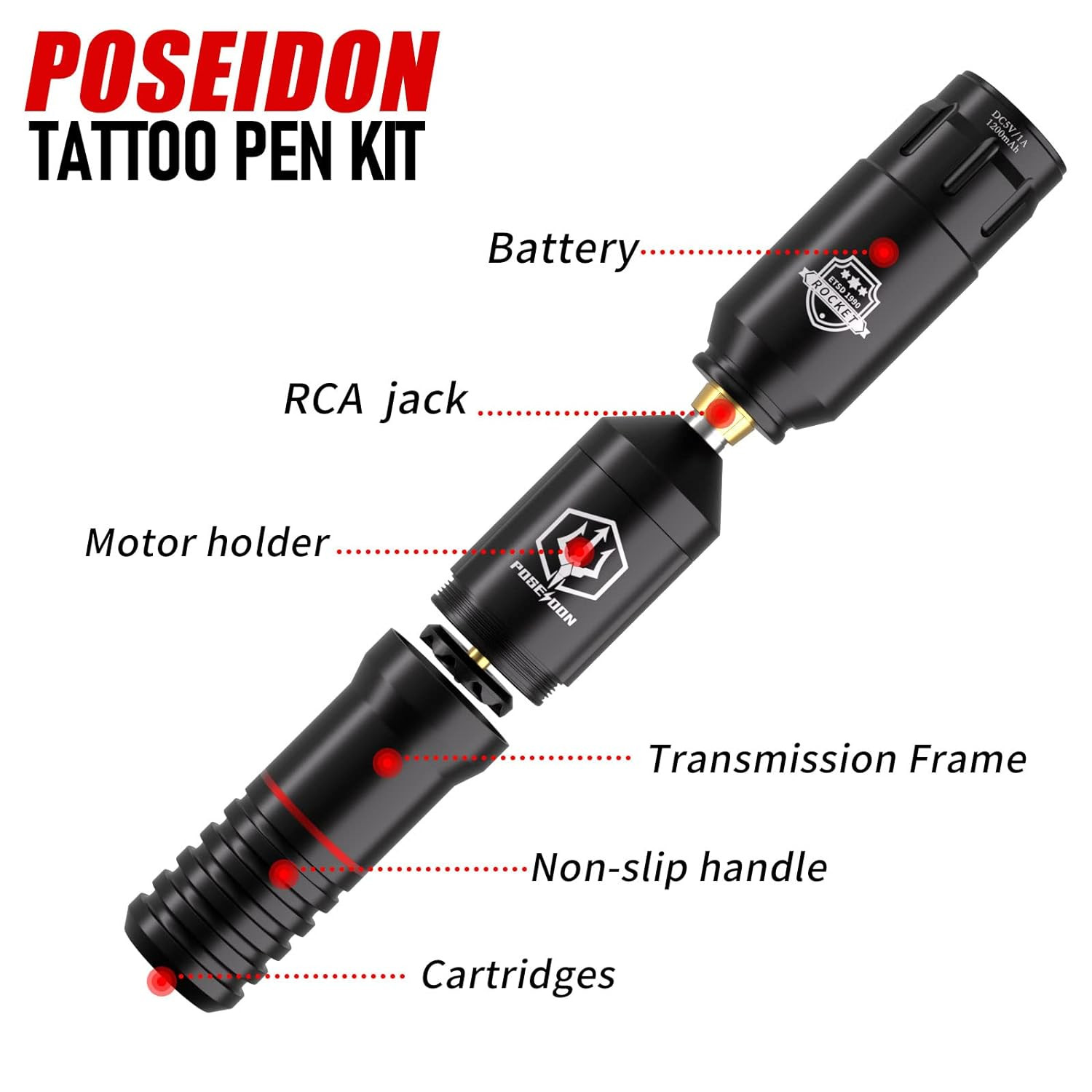 Wireless Tattoo Pen Kit with Power Supply and 40PCS Cartridge Needles