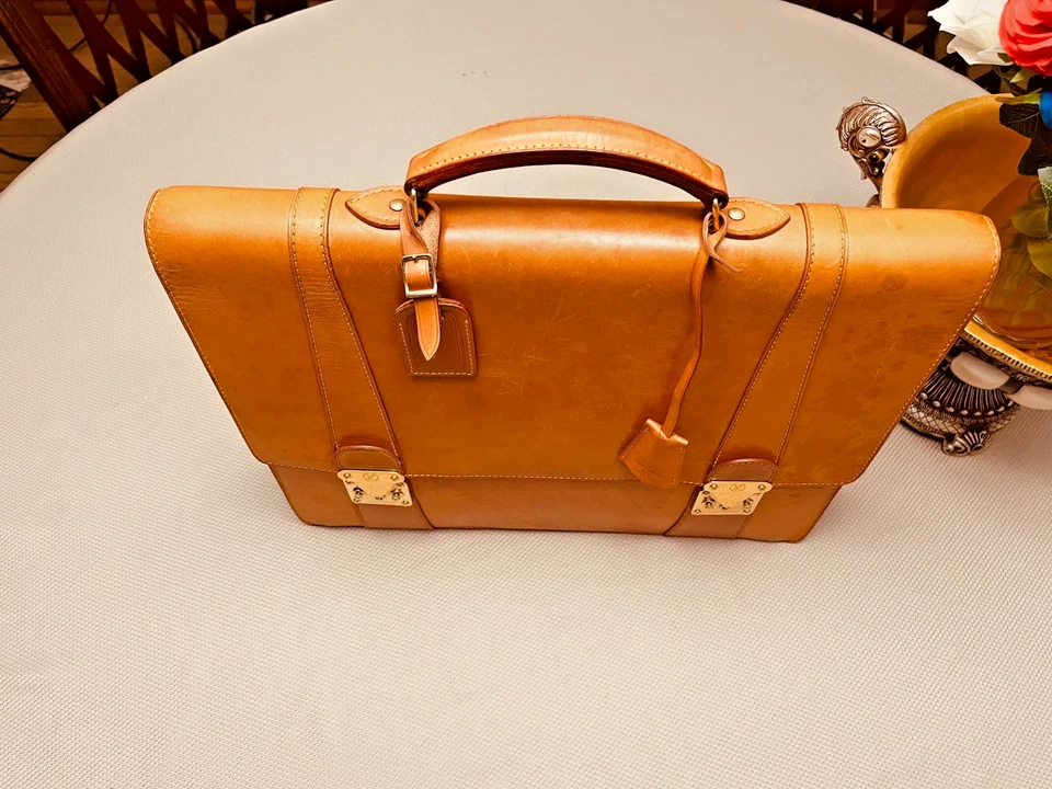 LOUIS VUITTON NOMADE «ДВОЙНОЙ ЗАМОК» желтовато-коричневый кожаный портфель / сумка - Франция - Изображение 3 из 4