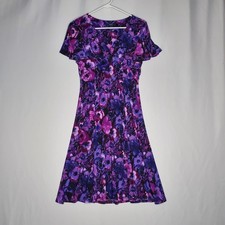 Chaps Y2K Empire Dress Small Dark Floral Romantic Whimsigoth Feminine Flutter