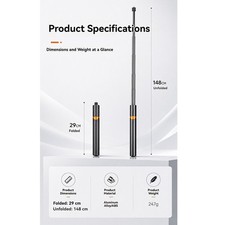 For DJI/Insta360 Camera One-Touch Tripod Aluminum Alloy Telescoping Selfie Stick