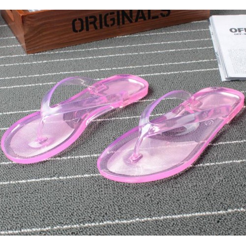 Women's Jelly Flip Flops Beach Slippers Indoor Outdoor Clear Sandals Flats Shoes - Picture 5 of 28