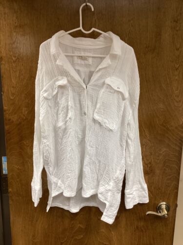 Women "COS" white long sleeve button up blouse/tunic Size Med. P.O. - Picture 1 of 2