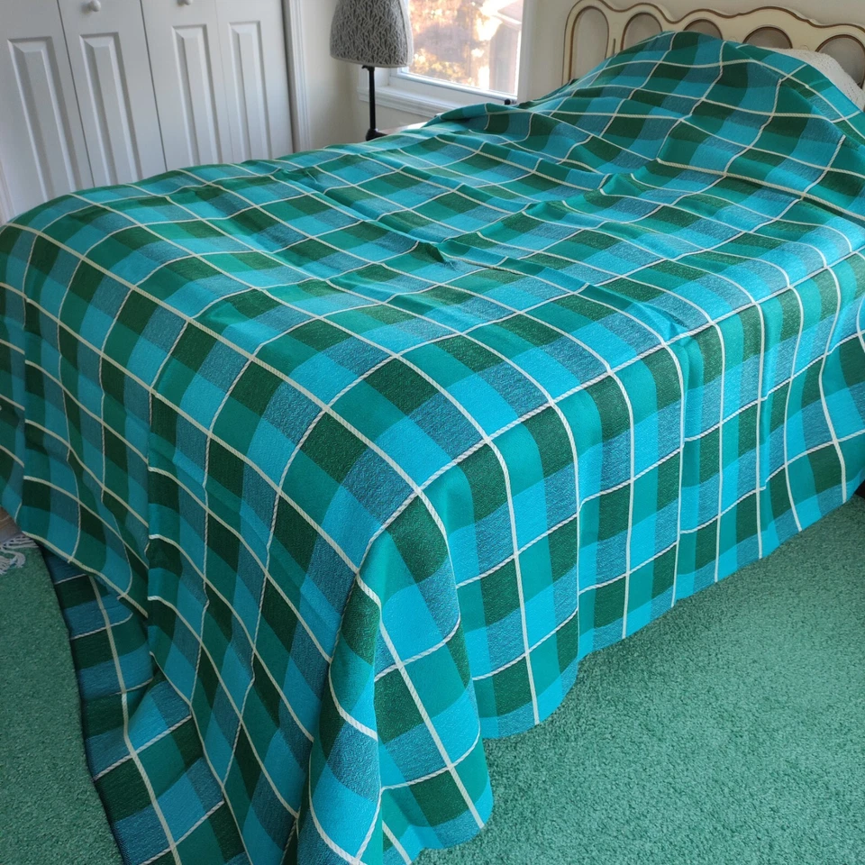 NUEVO CON ETIQUETAS Colchas Cañón Colchas Coloridas Top Sábana Plana Decorativa Ropa de Cama Patrón a Cuadros  Foto 3 de 4