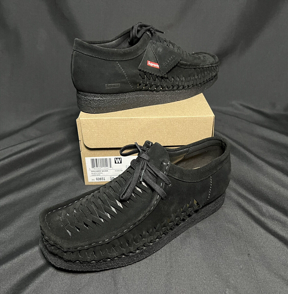 Supreme x Clarks Woven Wallabee Black 261 60851 Sz 10 Men's DS Brand New  w/Box!!