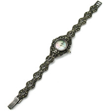 MAJESTIC Armbanduhr aus 925 Sterling Silber Markasite Silver Wrist Watch