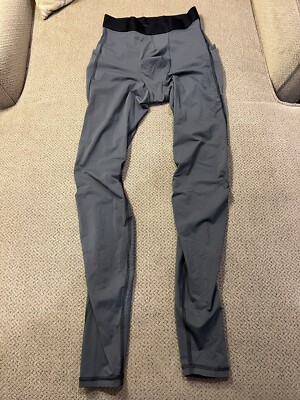 Mens Lululemon Gray Surge Spandex Tights Compression Pants Small Pockets 