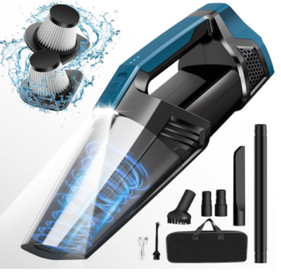 Cordless Car Vacuum Lightweight High Power Handheld Vacuum Cleaner w/ LED Light