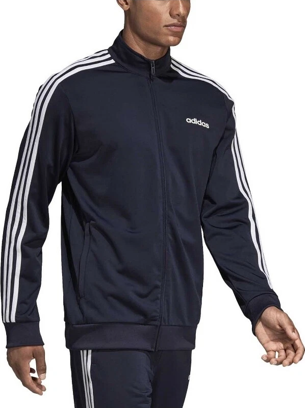 Tijd Toegeven Botsing Adidas Mens Essentials 3 Stripe Tricot Track Jacket Size Large Navy Blue  DU0445 | eBay