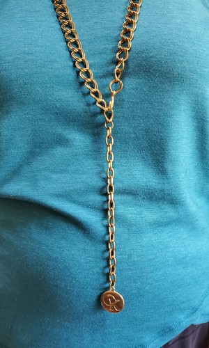 BELTS VINTAGE GOLD TONE METAL DOUBLE LINK CK TYPE COIN END 38" ADJUSTABLE (B26) - Picture 2 of 6