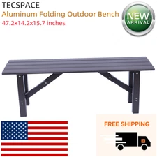 TECSPACE 47.2x14.2x15.7 inches Aluminum Folding Outdoor Bench for Park Garden