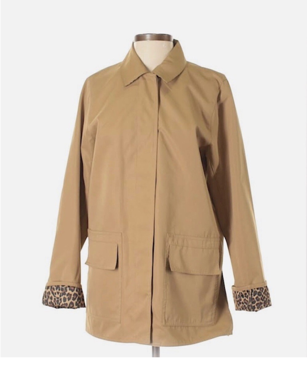 Tan Microfiber Leopard Print Lined Mid-length Den… - image 6