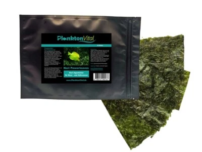 PlanktonVital Nori Leaves Nori Algen Meerwasser Fischfutter Seaweed 20 Blätter