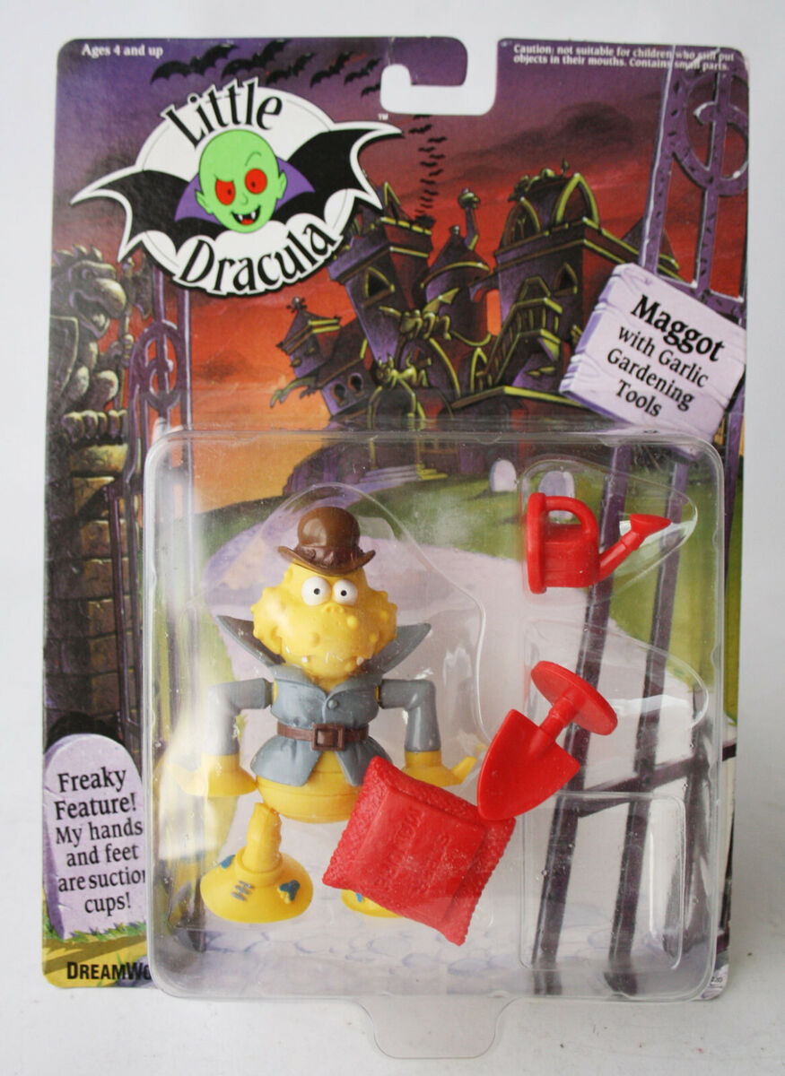 VINTAGE 1991 LITTLE DRACULA MAGGOT FIGURE + GARLIC GARDENING VINTAGE 1991 LITTLE DRACULA MAGGOT FIGURE + GARLIC GARDENING