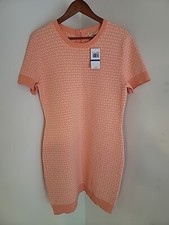 NWT Michael Kors All-Over Logo Creamsicle Stretch Sweater Short Dress Size XL