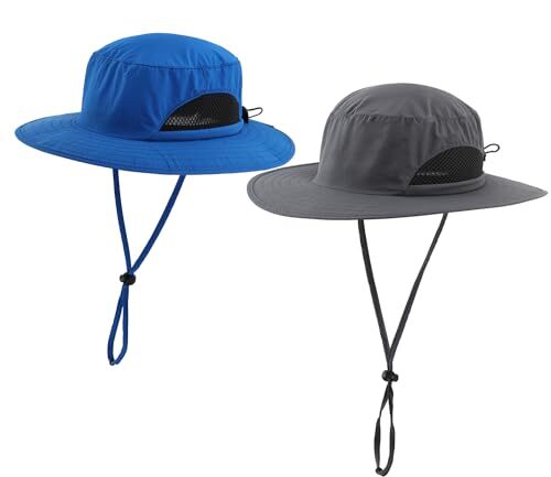 Kids Hiking Hat Sun Protection Wide Brim Quick Dry Adjustable Summer Beach Ha... - Picture 1 of 7