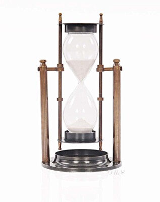 Brass Revolving Sandtimer | Vintage metal timer w/ two-tone antique finish