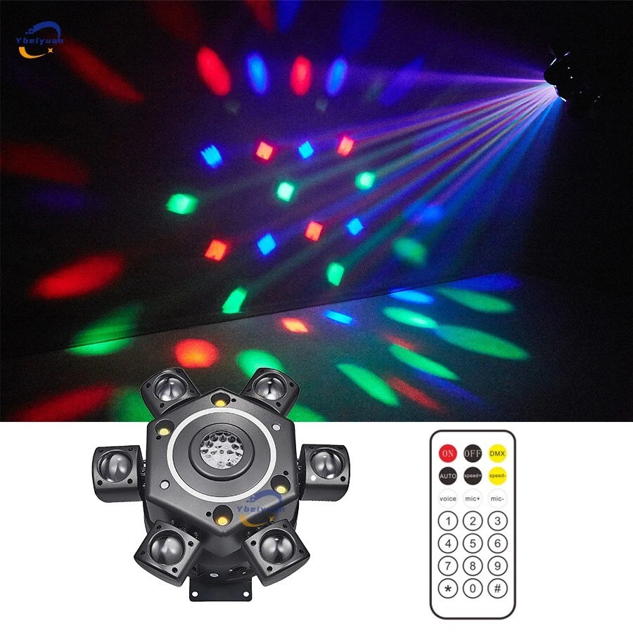 6 Arm LED Moving Head Light RGBW 4 in 1 Disco DJ Light DMX512 For Wedding Party - Image 2 of 4