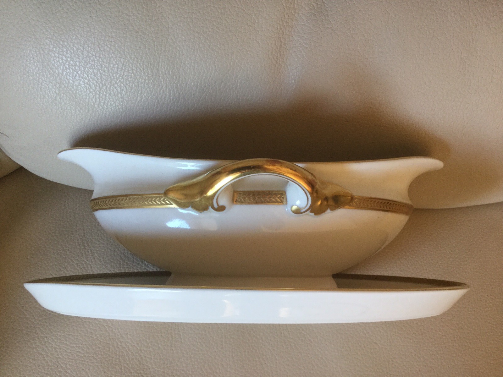 Vintage Bohemia Czech Royal Ivory Gold Rimmed Laurel Pearl China Gravy ...
