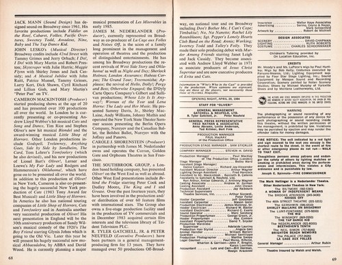 Patti LuPone "OLIVER!" Ron Moody / Lionel Bart 1984 FLOP Opening Night Playbill - Picture 10 of 10