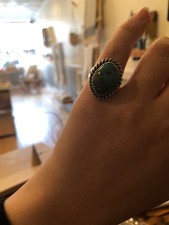 Vintage Navajo 925 Sterling Silver Braided Turquoise Ring Size 5 3/4