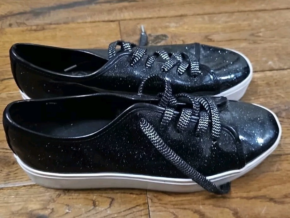 Katy Perry Womens Black Platform Glitter Trainers UK EUR 38