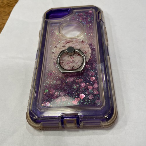 iPhone 8 Purple Glitter Case With Ring - Photo 2 sur 9